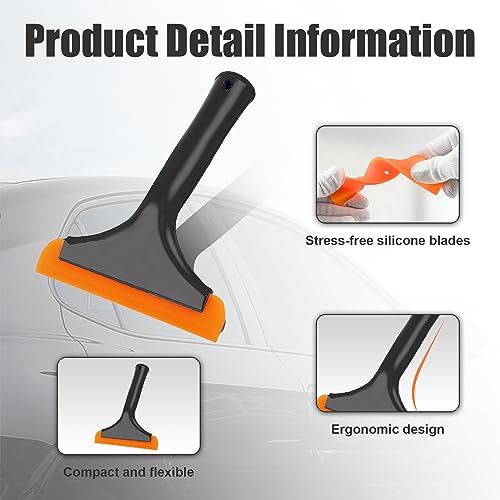 Small Silicone Window Squeegee, Car Windshield Water Blade Squeegee, Multifunctional Auto Squeegee with 5.9 Inch Blade and Non-Slip Handle for Car Window, Mirror, Home Cleaning (Black) - view 4