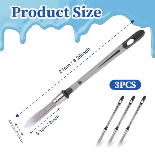 3 Pack Trim Paint Brush 0.37 Inch Trim Painting Tool for Baseboards - view 2