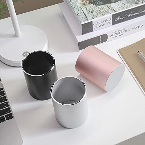 Metal Pen Holder Aluminum Pencil Holder for desk, Round Desktop Organizer and Silver Pencil Cup for Office, School, Home and Stationary Supplies (3.15 x 3.15 x 3.94 Inches) - view 6