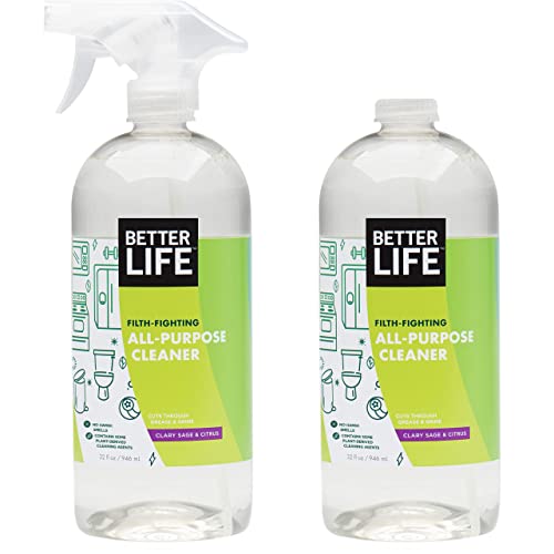 All Purpose Cleaner - Multipurpose Home and Kitchen Cleaning Spray for Glass, Countertops, Appliances, Upholstery & More - Multi-surface Spray Cleaner - 32oz (Pack of 2) Clary Sage/Citrus