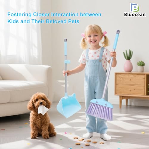 28'' Kids Mini Broom and Dustpan - Toddler Cleaning Toy Set, Toddler Household Helper, Parent-Child Interactive Play Cleaning Tool, Cute Cartoon Design, Small Safe Corner Broom (Blue) - view 2