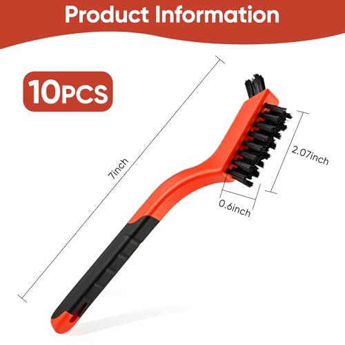 10PCS Nylon Cleaning Brushes for Tight Spaces, Non Scratch Detail Cleaning Brush Set for Window Tracks, Kitchen, Bathroom, Keyboard, Car Detailing & Household Cleaning - view 2