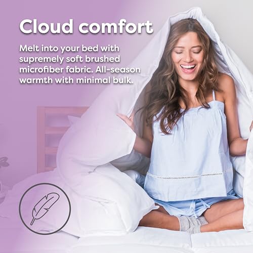White Comforter Full Hypoallergenic Duvet Insert Microfiber All Season Goose Down Alternative Quilted - Corner Loops - Box Stitched - Washable - 82" W x 86" L - view 4