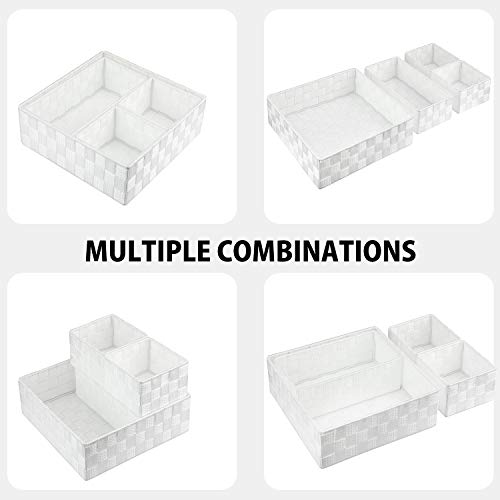 Woven Storage Box Cube Basket Bin Container Tote Organizer Divider for Drawer,Closet,Shelf, Dresser (White) - view 2