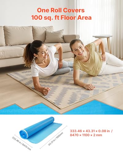 Floor Underlayment 600 sq. ft, 3-in-1 2 mm Thick Flooring Padding with Tape & Vapor Barrier, Heavy Duty EPE Foam Soundproofing & Noise Reduction, for Laminate Wood (6 Rolls x 100 sq. ft) - view 2