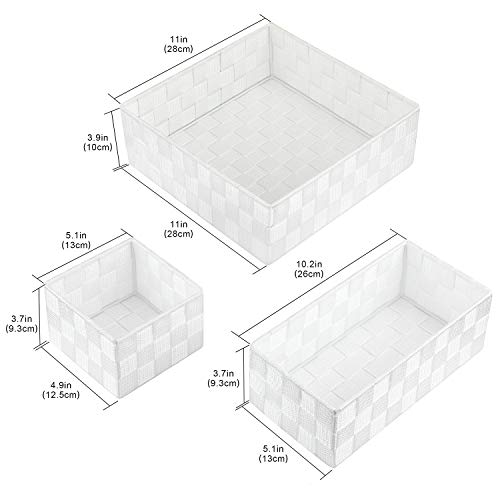 Woven Storage Box Cube Basket Bin Container Tote Organizer Divider for Drawer,Closet,Shelf, Dresser (White) - view 3