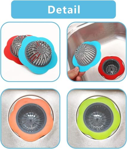 Plastic Sink Strainer, 4 Pack Flexible Kitchen Sink Drainers(Multicolored) - view 3