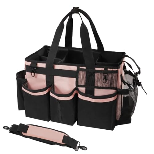 Wearable Cleaning Caddy Organizer with Handle & Shoulder Straps for Housekeepers, Under Sink & Car Cleaning Tool Organizer Bag with 4 Foldable Dividers (Black) - view 5