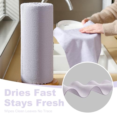 2 Roll Reusable Paper Towels,100 Sheets Tear Away Microfiber Cleaning Cloth, Lint Free Cleaning Rags for Kitchen, Dishcloth,Household Cleaning Supplies - view 3
