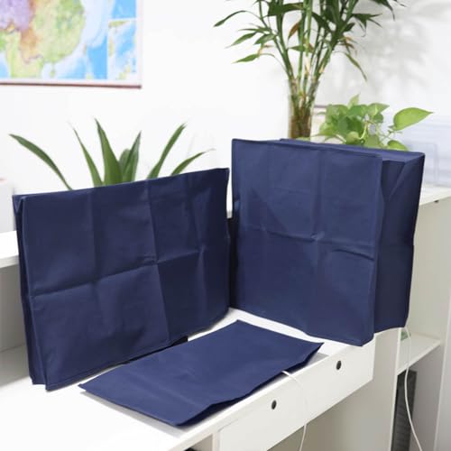 3Pcs Computer Dust Cover Set - Monitor + Keyboard Case Dust Proof Computer Covers for Desktop PC CPU Tower Protector (24'' Monitor Set Blue) - view 2
