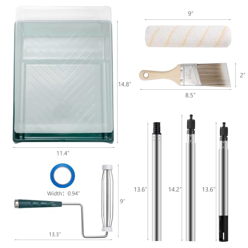 Paint Roller Kit with Extension Pole, 9 Inch Paint Roller Set - view 3