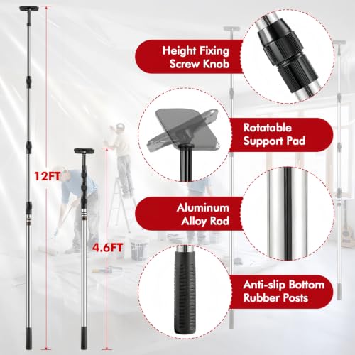 12FT Dust Barrier Poles, 4Pack Spring Retractable Zipper Wall Poles - view 2