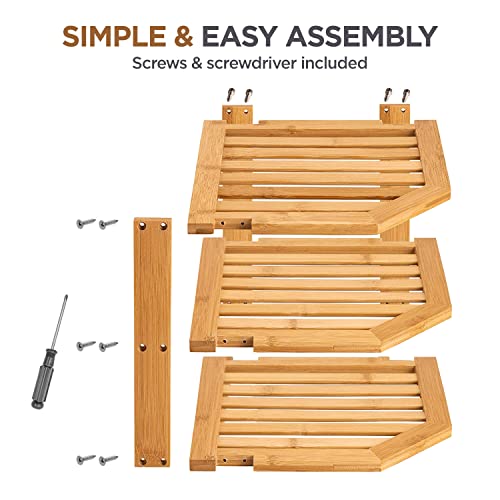 2 Pack Plate Organizer for Cabinet, 3-Tier Bamboo Corner Shelf Rise - view 5