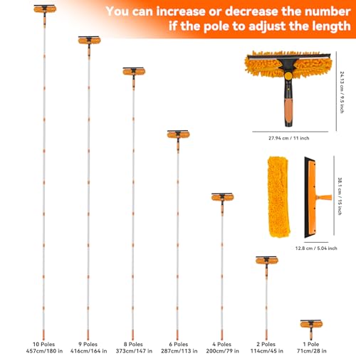 Window Washing Kit with Extension Pole: 3 in 1 Double-Sided Professional - view 3