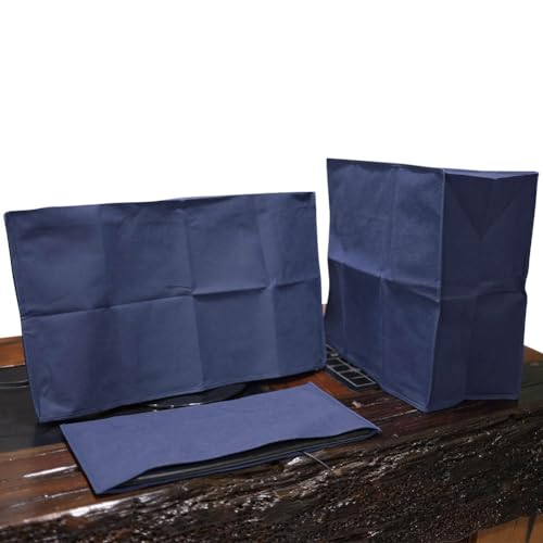 3Pcs Computer Dust Cover Set - Monitor + Keyboard Case Dust Proof Computer Covers for Desktop PC CPU Tower Protector (24'' Monitor Set Blue)