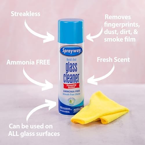 Glass Cleaner Foaming Aerosol Spray, 19oz, Pack of 2 | Ammonia-Free, Streakless, Fast-Acting | Cleans & Polishes Glass Surfaces | Fresh Scent, Removes Fingerprints, Dust, Dirt, Smoke Film - view 4