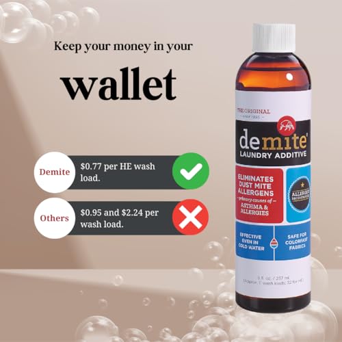 Laundry Additive - Dust Mite Waste Remover for Allergy Relief, Treatment for Bedding & Clothes, Safe for Children & Pets, Fragrance-Free Gentle Formula, Use with Any Laundry Detergent, 8 fl oz - view 2