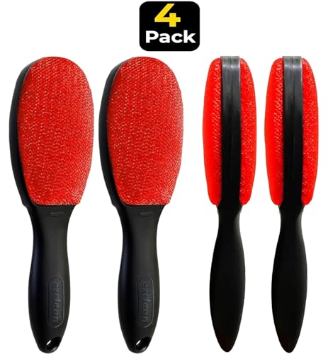 4-Pack Red Color Velvet Lint Brush for Clothes Furniture Couch, Pet Hair Remover, Reusable Double Sided Fabric Brush - view 5
