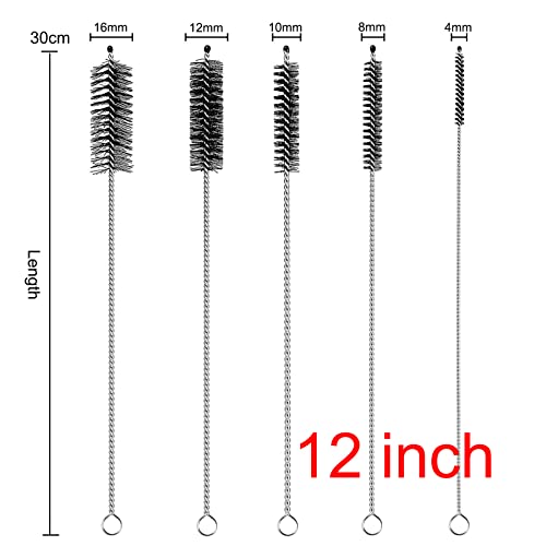 Straw Cleaner Brush Extra Long 12 inch, 10 PCS Straw Cleaner Brush Bristles Diameter (4+8+10+12+16mm) for Cleaning Straws, Pipe, Sippy Cup and Bottle - view 2