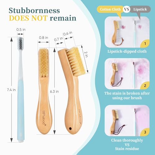 Laundry Stain Brush, Natural Soft Boar Bristles, Removes Tough Stains from Delicate Fabrics Like Knits, Cotton, and Linens, Gentle on Fabrics, No Damage - view 2