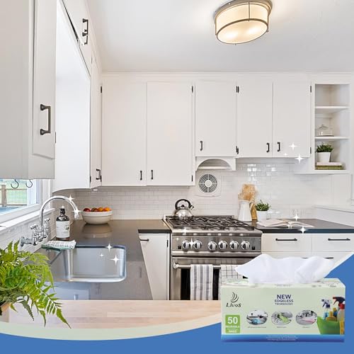 50 Pack Microfiber Cleaning Cloth in Box, Reusable Cleaning Rags, 11.5"x11.5", Edgeless Microfiber Wipes, Lint Free, Absorbent Shop Towels for Kitchen, Car, Glass (White) - view 6