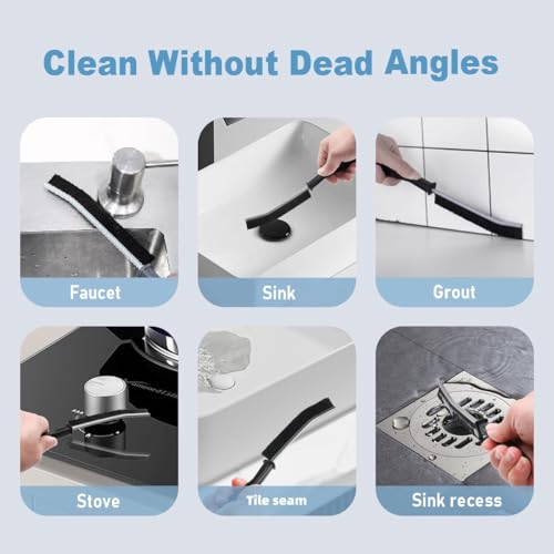 Cleaning Brush,Hard Bristle Crevice Cleaning Brush UK 3 Pcs Bathroom Crevice Gaps Brush Groove Crevice Cleaning Tool for Narrow Corners in Home Kitchen Bathroom and Window - view 2