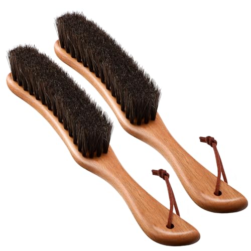 2 Pcs Lint Brushes for Clothes with 100% Soft Horse Hair Bristle
