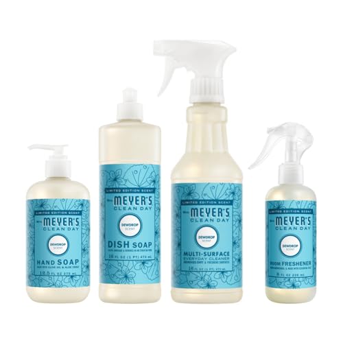 Clean Day Dewdrop Scent Variety Pack, 1 Room Freshener 8 Fl Oz, 1 Liquid Dish Soap 16 Fl Oz, 1 Liquid Hand Soap 12.5 Fl Oz, 1 Multi-surface Cleaner 16 Fl Oz, Dewdrop, 1 CT
