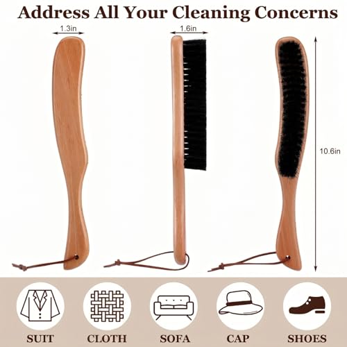 2 Pcs Lint Brushes for Clothes with 100% Soft Horse Hair Bristle - view 4
