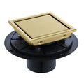 4‑Inch Square Shower Floor Drain, Brushed Gold, Tile‑Insert Cover Panel