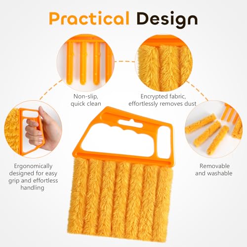 2 Pcs Blind Cleaner Duster Tool,Blind Dusters for Cleaning,Cleaning Brush,7 Finger Dusting Cleaner Tool for Window & Air Conditioner,Window Blinds Cleaner Microfiber Washable - view 3