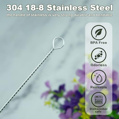 Straw Cleaner Brush for Stanley, 10Pcs Reusable Extra Long Straws Cleaning Brush for 14oz 20oz 30oz 40oz Stanley Mug, Cleaning Brushs for All Plastic, Glass, Stainless and Silicone Straw - view 6