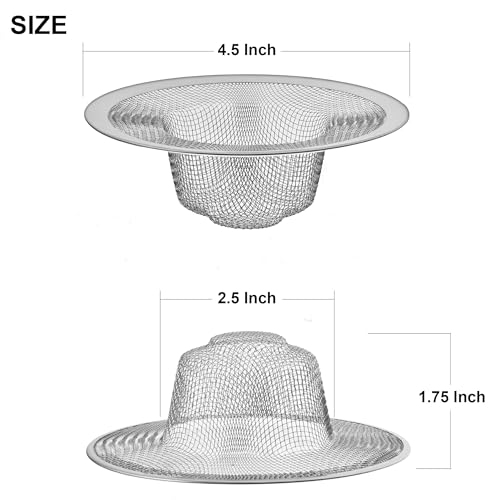 2 Pack - 4.5" Top / 3" Mesh Basket - Kitchen Sink Drain Strainer Stainless Steel Large Food Catcher. Fast Flow and Effective Full Mesh Basket - view 2
