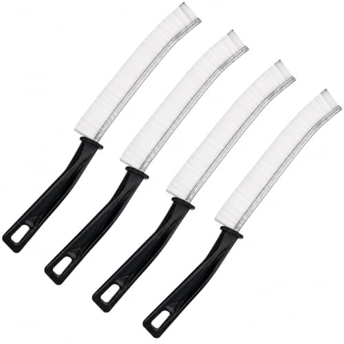 (White 4 Pack Hard Bristle Gap Cleaning Brush Set, Tile Grout Cleaner Tool for Bathroom Kitchen Sink Toilet, Narrow Track Groove Scrubbing Brush with Handle