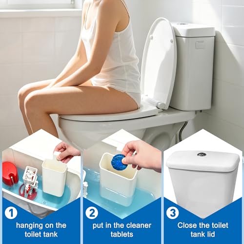 4P Toilet Tank Cleaning Pad Holder for Toilet Bowl Cleaner Tablet Holder for Inside Tank Tablet Holder Prevent Flapper Jams and Residue with 4 Lid lifters 1 Cleaning Brush and Sponge - view 6