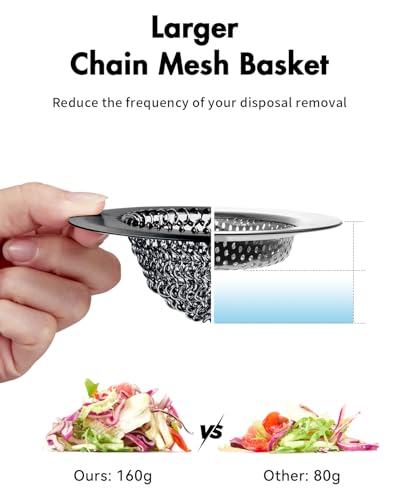 Reversible Kitchen Sink Drain Strainer, Anti-Clog Flat Edge, Black - view 7
