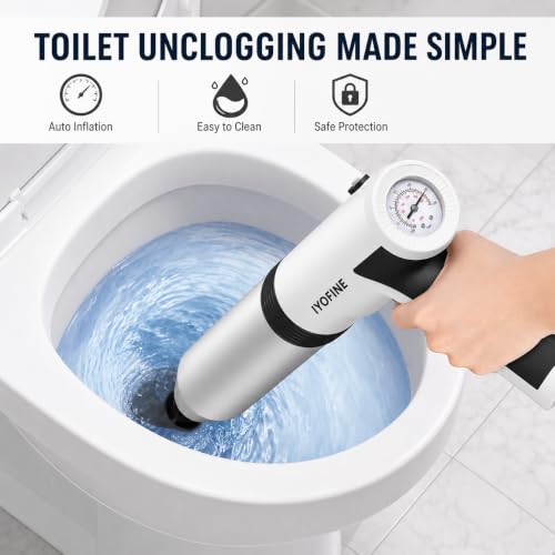 Electric Toilet Plunger High Pressure Drain Unclogger Plungers for Bathroom, Floors, Heavy Duty Versatile Home Toilet Unclogger Tool - view 2