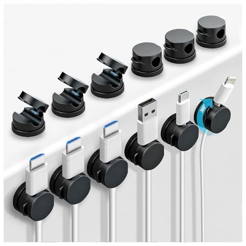 12 Pack Rotatable Spring Cord Holders, 1s Lock Adhesive Cable Clips