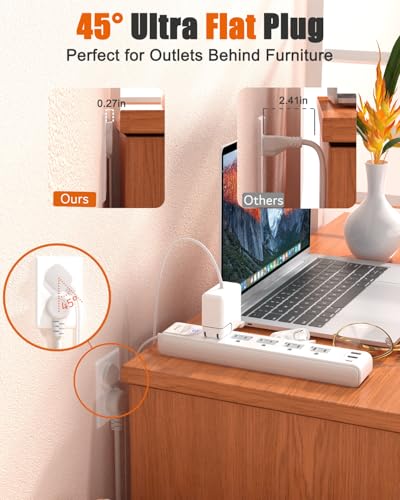 2 Prong Power Strip, 2 Prong to 3 Prong Outlet Adapter with 5ft Cord - view 3