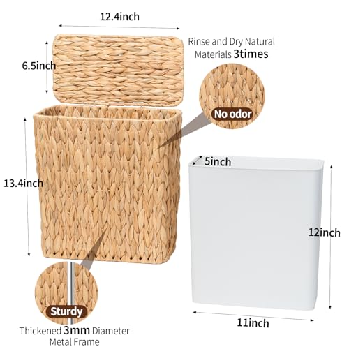 Wicker Trash Can, Small Bathroom Trash Can with Lid, 3 Gallon - view 4