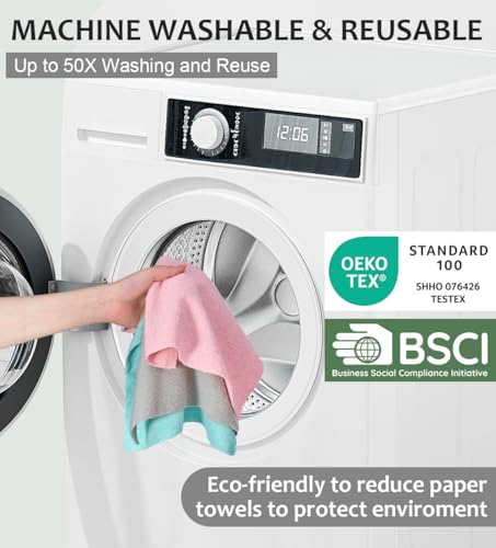 Microfiber Cleaning Cloth, Reusable Paper Towels Rolls, 50 Packs 12x12 inch Cleaning Rags for Washing Dishes, Kitchen, Bathroom, Car, Blue - view 6