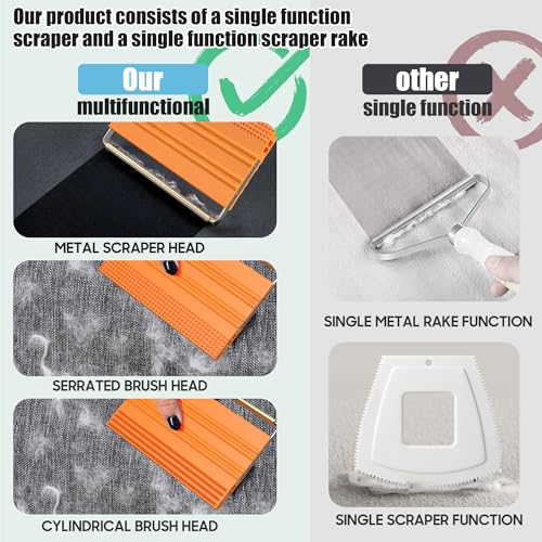 Mini Pet Hair Remover – 2025 Reusable Carpet Rake & Fur Scraper for Furniture, Car Interior, Hair Remover Brush for Bed, Couch, Home Surfaces Orange - view 4