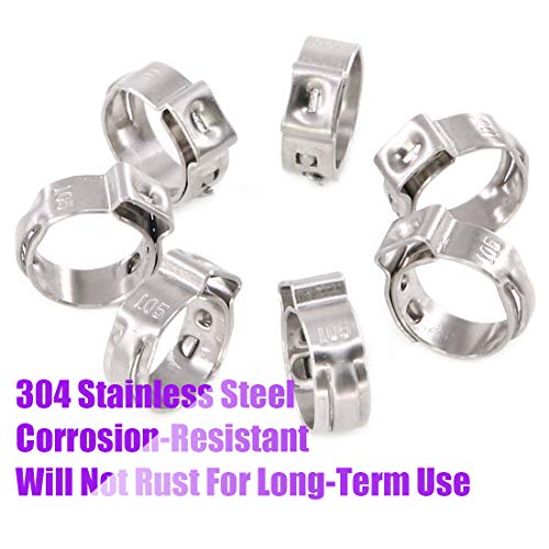 35Pcs 8.8-10.5mm 304 Stainless Steel Single Ear Hose Clamps, Crimp Hose Clamp Assortment Kit Ear Cinch Rings Crimp Pinch Fitting Tools Perfect for Automotive, Home Appliance Line - view 4