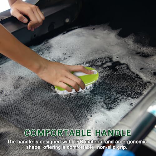 Carpet and Upholstery Cleaning Brush, Stiff Bristle Carpet Detailing Scrubber Brush, Multi-Functional Car Detailing Scrub Brushes, Cleaning Brushes for Car and Home Couch Floor Mats (Green) - view 5