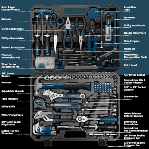 Tool Set with Molded Storage Case, 220 Pieces, Blue - view 2