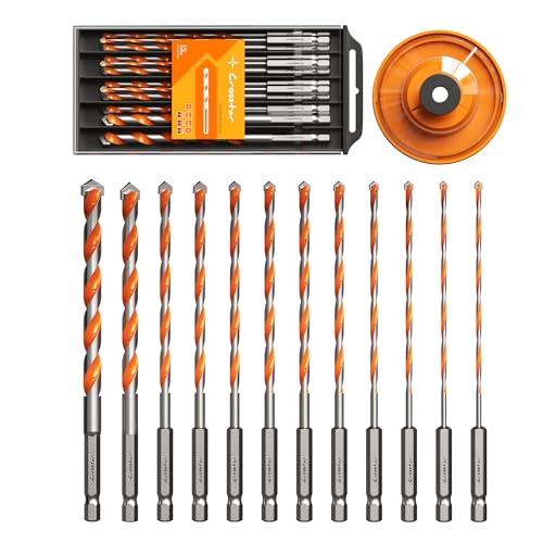13Pc Concrete Carbide Drill Bits with Dust Bowl Catcher,5/32"-1/2"