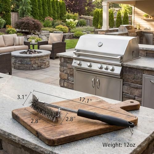 Grill Brush and Scraper - 17" Heavy Duty Stainless Steel BBQ Cleaner for Outdoor Grill, 3-in-1 Safe Wire Brush with Powerful Scraper for Gas, Charcoal, and Grilling Grates - view 3