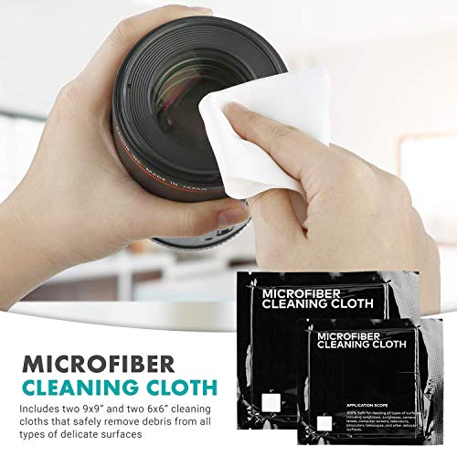 Deluxe Essentials DSLR Camera Cleaning Kit with 10 APS-C Cleaning Swabs, Sensor Cleaning Fluid, Rocket Air Blower, Lens Pen, Soft Brush, 2X Small and 2X Large Microfiber Cloths and Carrying Case - view 5