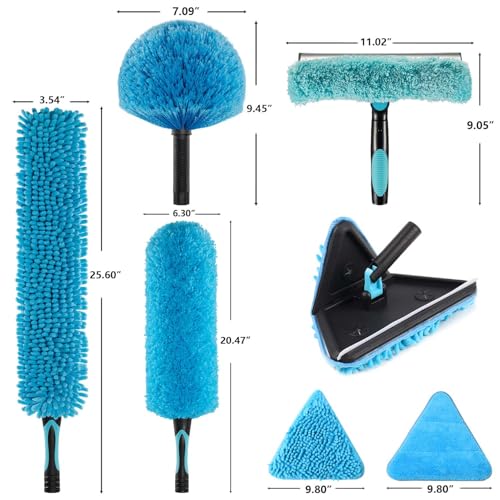 90° Foldable Baseboard Wall Mop, Cobweb Duster, Squeegee Kit - view 2