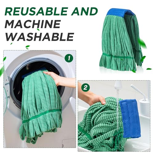 6 Pcs Large Microfiber Tube Mop Heads 18 Oz Looped End,Green - view 5